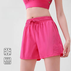 High-waisted, Tummy-cinching, Loose, Breathable mesh anti-light-fast-drying shorts
