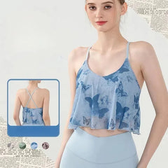 Butterfly print romantic vintage crossover beauty back bra
