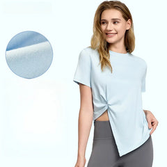 Loose crew neck, Light and light, Breathable slit sports training short sleeves