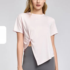 Loose crew neck, Light and light, Breathable slit sports training short sleeves
