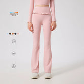Ruffled slightly flared high-waisted slim slim breathable sports fitness pants
