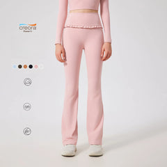 Ruffled slightly flared high-waisted slim slim breathable sports fitness pants
