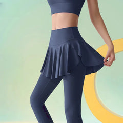High-waisted, Hip-lifting, Quick-drying, Breathable skirt fake two running fitness track pants