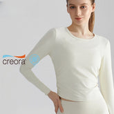 Quick-drying, Breathable, Thin crewneck, Side pleats, Slim fit, Long sleeves