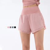Fake two high-waisted belly-tucked pocket shorts