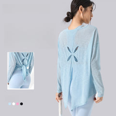 Slit slimming and light loose sports fitness long-sleeved top