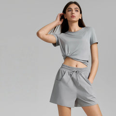 Crew neck paneled with breathable short sleeves