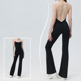 Contrasting backless yoga bodysuit