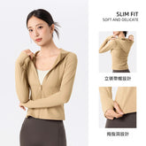 Fleece warm slim fits hooded yoga jacket