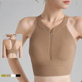 Front zippered shockproof sports bra