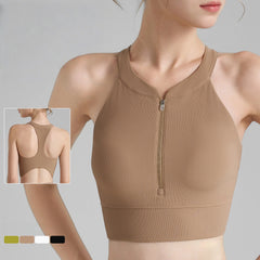 Front zippered shockproof sports bra