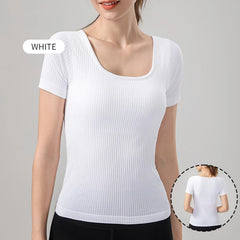 Knitted ribbed yoga short sleeves