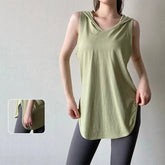 Sleeveless hooded sports vest cover-up