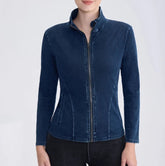 Denim zip yoga jacket