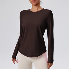 Nude spring and autumn round neck fitness yoga long sleeves