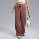 Autumn and winter high-waisted commuting versatility fleece sports wide-leg pants