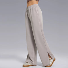 High-end lazy loose loose drape slit straight-leg pants
