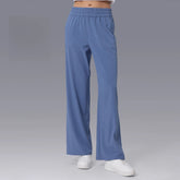 Soft high-rise straight-leg slacks