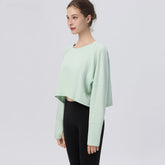 Loose crew neck gym top cover-up