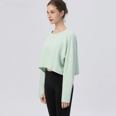 Loose crew neck gym top cover-up