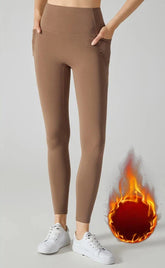 Fleece and thick peach buttocks tight slimming warm trousers