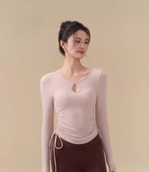 Fall and winter high-end drawstring pleated sports long sleeves