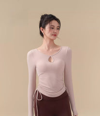 Fall and winter high-end drawstring pleated sports long sleeves