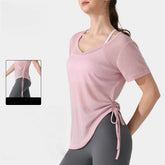 V-neck drawstring loose, Breathable, Quick-drying short sleeves