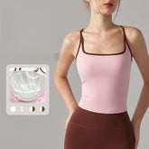 Contrasting color versatile nude fixed cup yoga shockproof sports vest