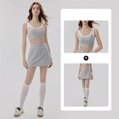 Cooling Contrast Tennis Tank Top Set Anti Exposure