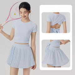 Back cut-out strap yoga tennis set