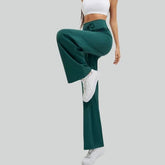 High-waisted elasticated quick-drying loose wide-leg trousers