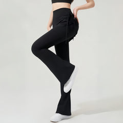 High-waisted hip lift side drawstring athleisure fitness yoga leggings