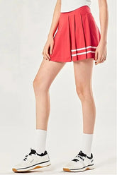 Classic striped paneled quick-drying, Anti-shine sports pleated skirt