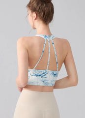 Printed temperament halterneck vest