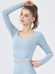 Soft and glutinous slim slim breathable sports fitness yoga long-sleeved top