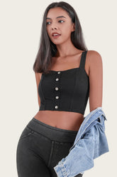 Imitation denim high-elastic slimming vest