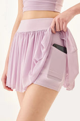 High waist solid color anti-walking light sports training running tennis skirt cake skirt short skirt