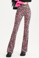 Leopard print slim-fit bootcut yoga pants