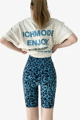 Five-point breathable leopard print shark pants