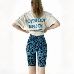 Five-point breathable leopard print shark pants