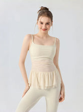 Ruffled square neck camisole sports vest