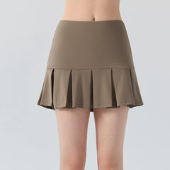 Fake two high-waisted tummy tuck fitness tennis skirts
