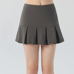 Fake two high-waisted tummy tuck fitness tennis skirts