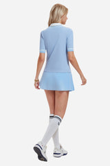 Collegiate fake two high-elastic slim-fitting tennis tops