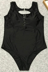Plus Size Cutout Back Solid One Piece Swimsuit