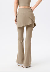 Fake two pieces of laminated yoga bootcut gym pants