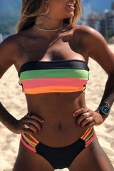 Strappy Self Tie Bandeau Bikini - Two Piece Set
