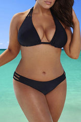 Plus Size Strappy Halter Bikini - Two Piece Set