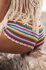 High Waist Rainbow Crochet Bikini Bottom